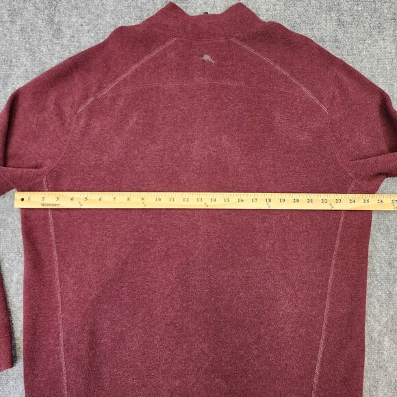 Tommy Bahama Sweater Mens XL Red Brown 1/4 Zip Reversible Mock Neck Pullover - Picture 6 of 16